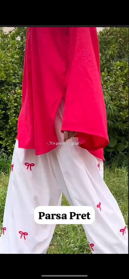 Pink Bow Embroidered 2 Pc Stitched