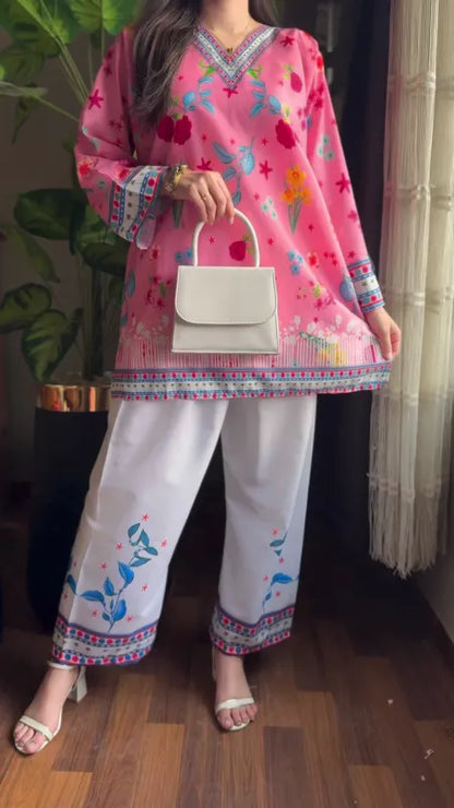 Pink Bloomscape Two Pc Sitched