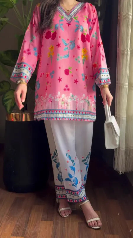 Pink Bloomscape Two Pc Sitched