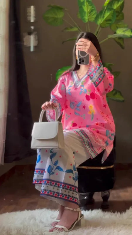 Pink Bloomscape Two Pc Sitched