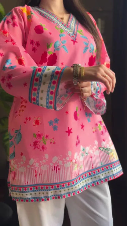 Pink Bloomscape Two Pc Sitched